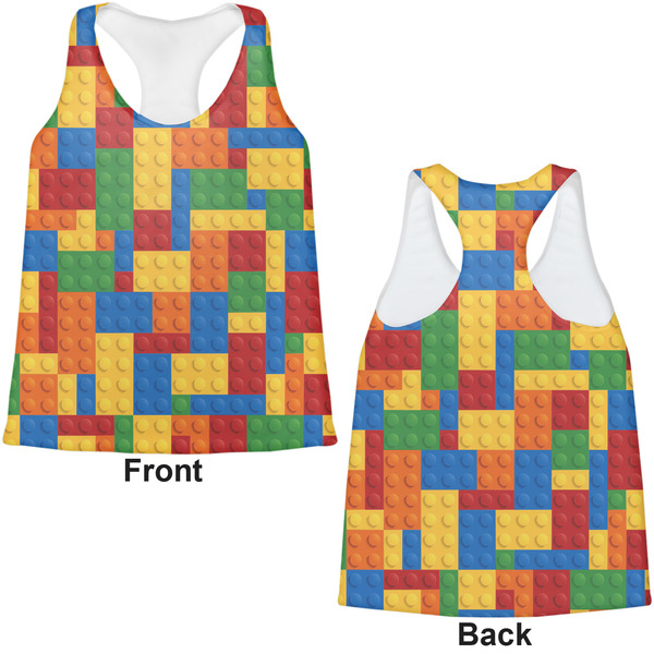 Building Blocks Womens Racerback Tank Tops - Medium - Front and Back