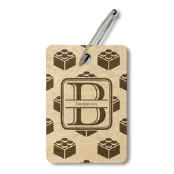 Building Blocks Wood Luggage Tag - Rectangle (Personalized)