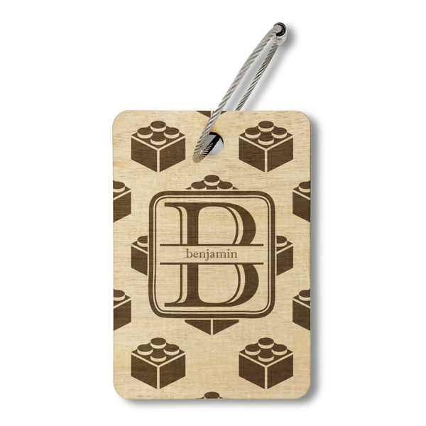 Custom Building Blocks Wood Luggage Tag - Rectangle (Personalized)
