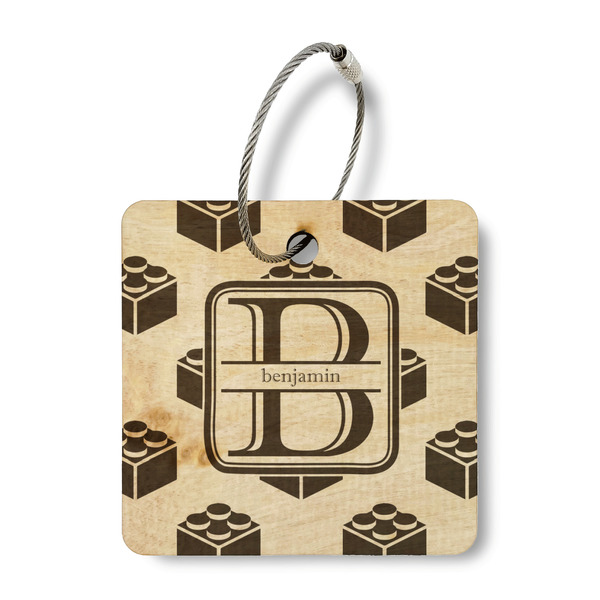 Custom Building Blocks Wood Luggage Tag - Square (Personalized)