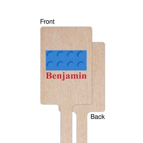 Building Blocks Wooden 6.25" Stir Stick - Rectangular - Single - Front & Back