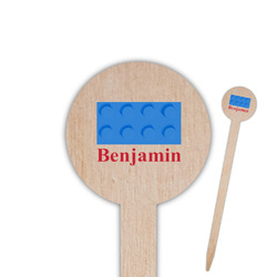 Building Blocks 6" Round Wooden Food Picks - Single Sided (Personalized)