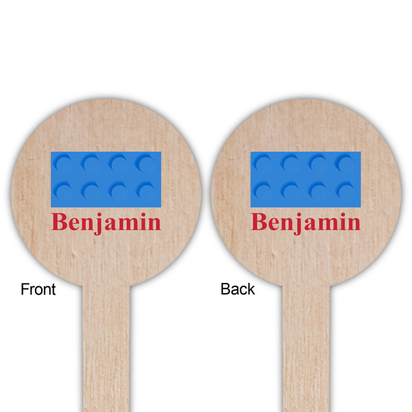 Building Blocks Wooden 6" Food Pick - Round - Double Sided - Front & Back