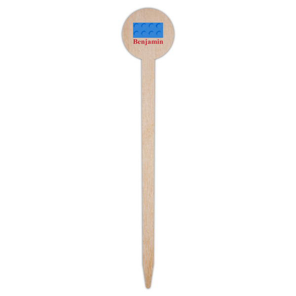 Building Blocks Wooden 6" Food Pick - Round - Single Pick