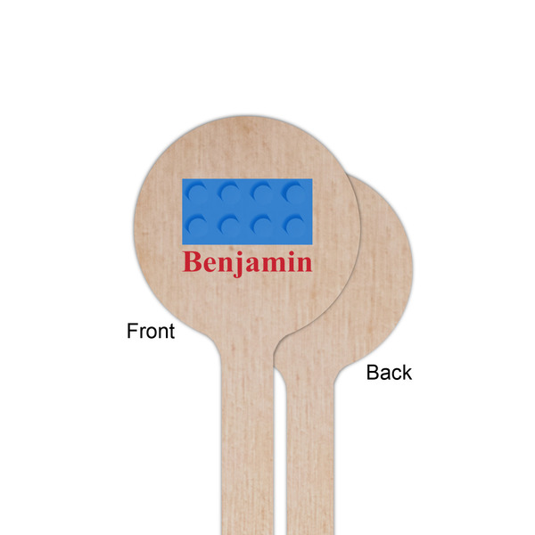 Building Blocks Wooden 6" Stir Stick - Round - Single Sided - Front & Back