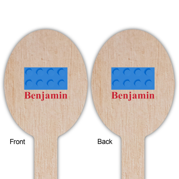 Building Blocks Wooden Food Pick - Oval - Double Sided - Front & Back