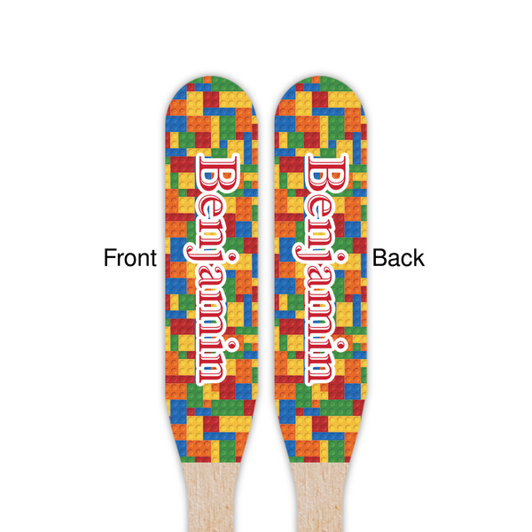 Building Blocks Wooden Food Pick - Paddle - Double Sided - Front & Back