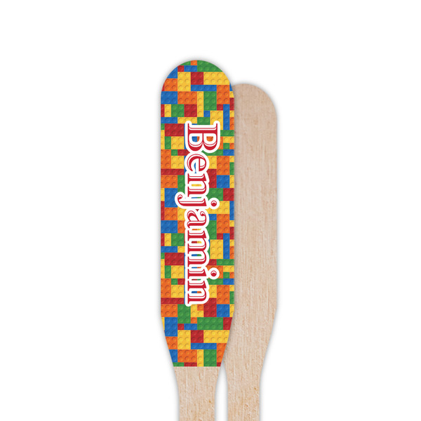 Building Blocks Wooden Food Pick - Paddle - Single Sided - Front & Back