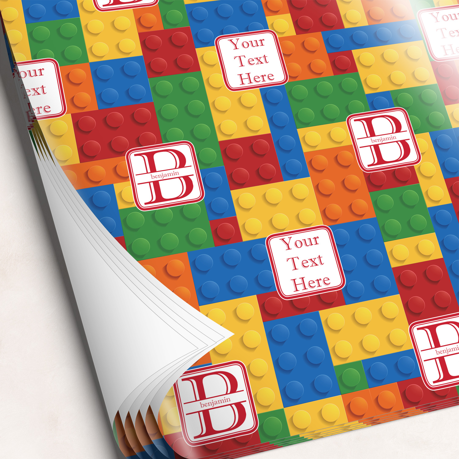 Custom Building Blocks Wrapping Paper Sheets (Personalized)