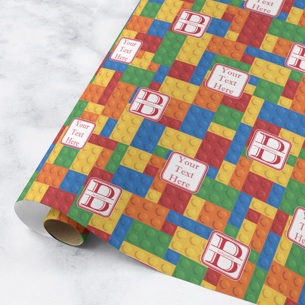 Custom Building Blocks Wrapping Paper Roll - Medium - Matte (Personalized)