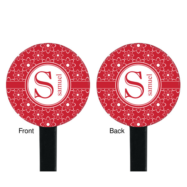 Atomic Orbit Black Plastic 7" Stir Stick - Double Sided - Round - Front & Back