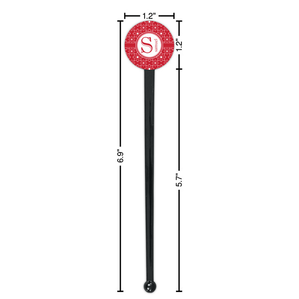 Atomic Orbit Black Plastic 7" Stir Stick - Round - Dimensions