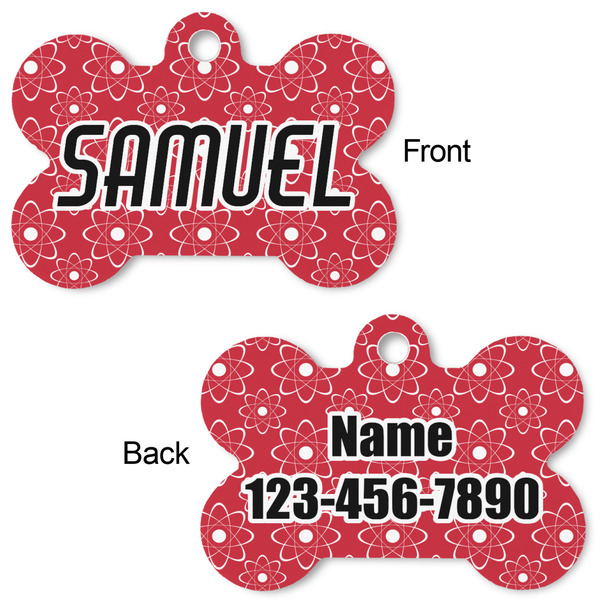 Atomic Orbit Bone Shaped Dog Tag - Front & Back
