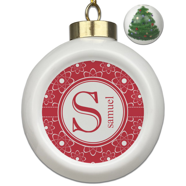 Custom Atomic Orbit Ceramic Ball Ornament - Christmas Tree (Personalized)