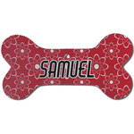 Atomic Orbit Ceramic Dog Ornament - Front w/ Name and Initial