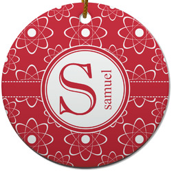 Atomic Orbit Round Ceramic Ornament w/ Name and Initial