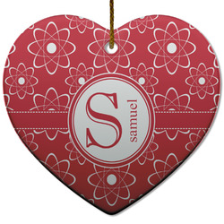 Atomic Orbit Heart Ceramic Ornament w/ Name and Initial
