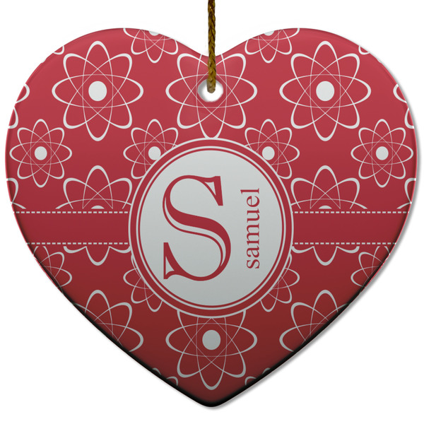 Atomic Orbit Ceramic Flat Ornament - Heart (Front)