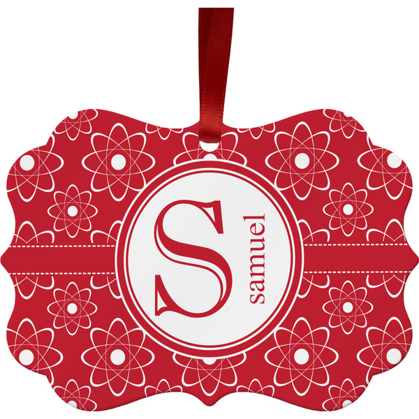 Custom Atomic Orbit Metal Frame Ornament - Double Sided w/ Name and Initial