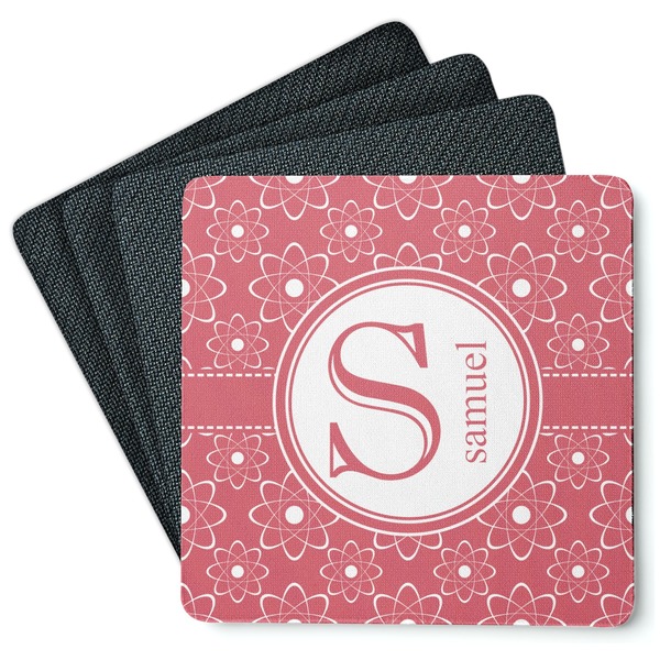 Custom Atomic Orbit Square Rubber Backed Coasters - Set of 4 (Personalized)