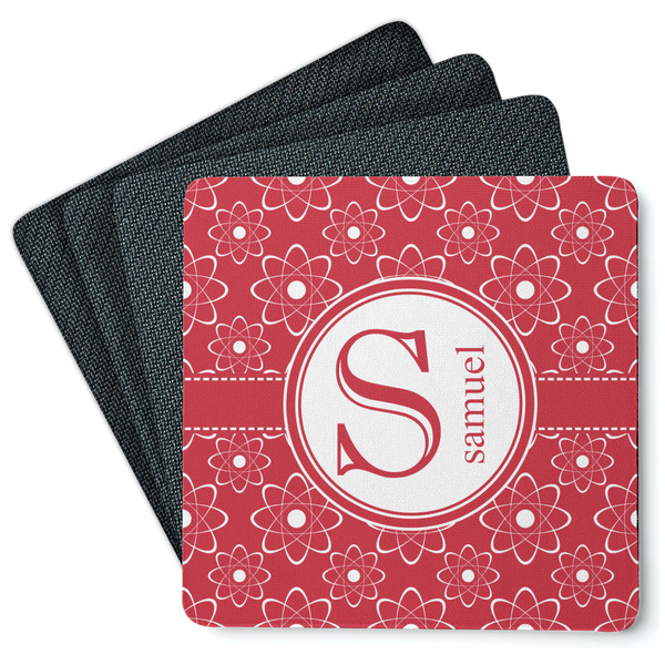 Custom Atomic Orbit Square Rubber Backed Coasters - Set of 4 (Personalized)