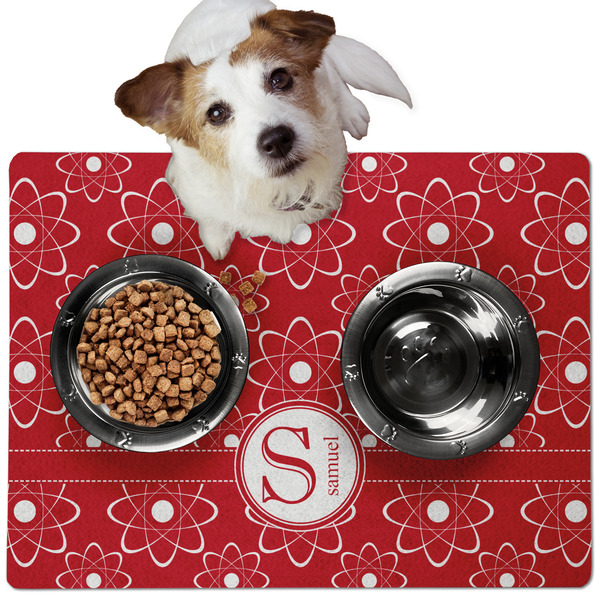 Custom Atomic Orbit Dog Food Mat - Medium w/ Name and Initial