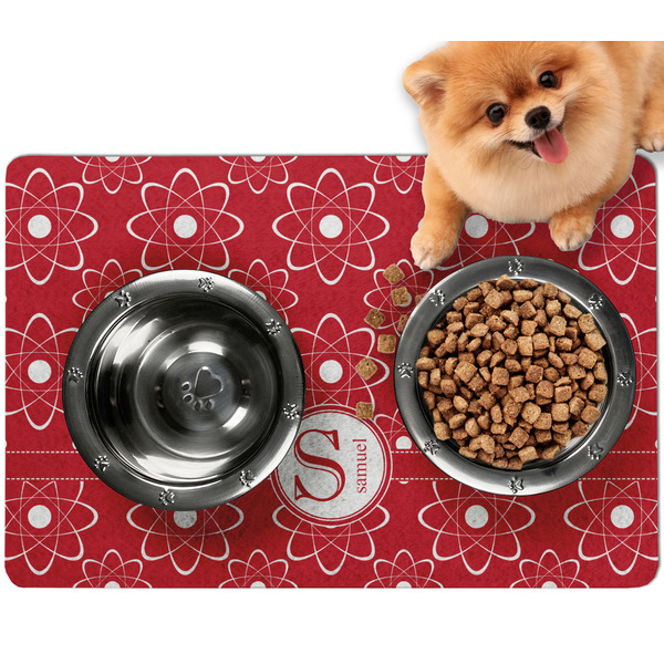 Custom Atomic Orbit Dog Food Mat - Small w/ Name and Initial