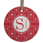 Atomic Orbit Flat Glass Ornament - Round w/ Name and Initial