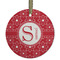 Atomic Orbit Flat Glass Ornament - Round w/ Name and Initial