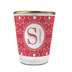 Atomic Orbit Glass Shot Glass - 1.5 oz - with Gold Rim - Set of 4 (Personalized)