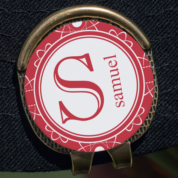 Atomic Orbit Golf Ball Marker Hat Clip - Gold - Close Up