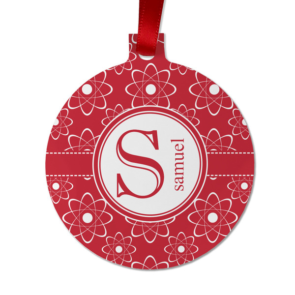 Custom Atomic Orbit Metal Ball Ornament - Double Sided w/ Name and Initial