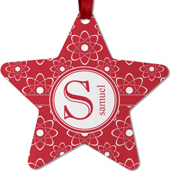 Atomic Orbit Metal Star Ornament - Double Sided w/ Name and Initial
