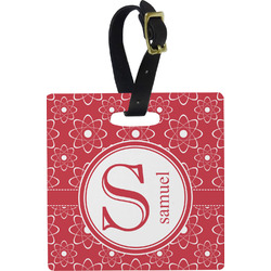 Atomic Orbit Plastic Luggage Tag - Square w/ Name and Initial