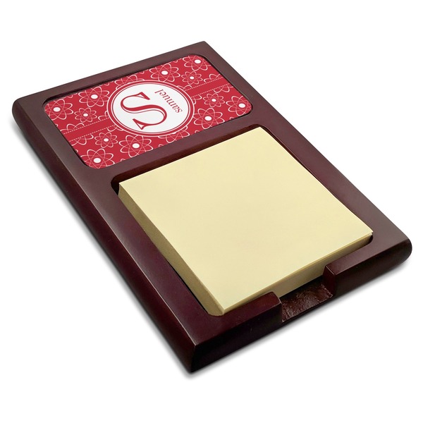 Custom Atomic Orbit Red Mahogany Sticky Note Holder (Personalized)