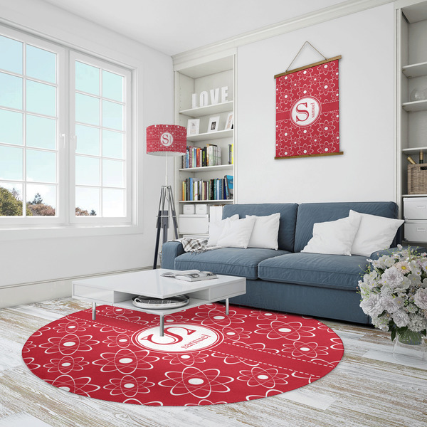 Atomic Orbit Round Area Rug - IN CONTEXT
