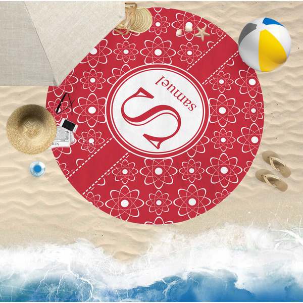 Atomic Orbit Round Beach Towel Lifestyle