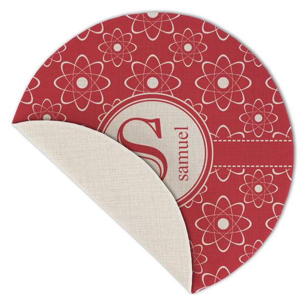 Atomic Orbit Round Linen Placemats - Front (folded corner single sided)