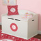 Atomic Orbit Round Wall Decal on Toy Chest