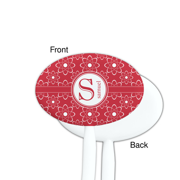 Atomic Orbit White Plastic 7" Stir Stick - Single Sided - Oval - Front & Back