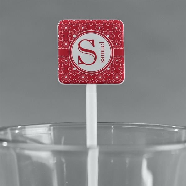 Atomic Orbit White Plastic Stir Stick - Square - Main