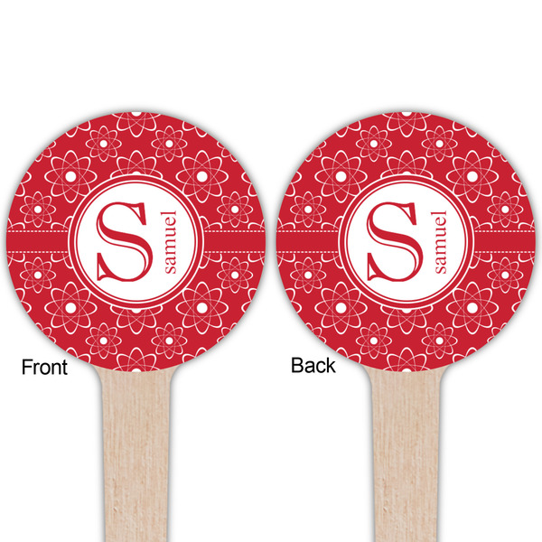 Atomic Orbit Wooden 4" Food Pick - Round - Double Sided - Front & Back