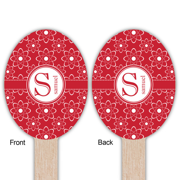 Atomic Orbit Wooden Food Pick - Oval - Double Sided - Front & Back