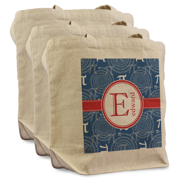 Custom PI Reusable Cotton Grocery Bags - Set of 3 (Personalized)
