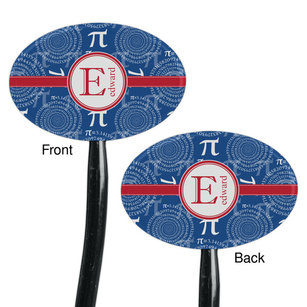 PI Black Plastic 7" Stir Stick - Double Sided - Oval - Front & Back