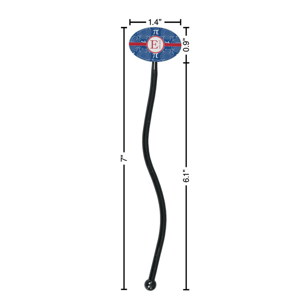 PI Black Plastic 7" Stir Stick - Oval - Dimensions