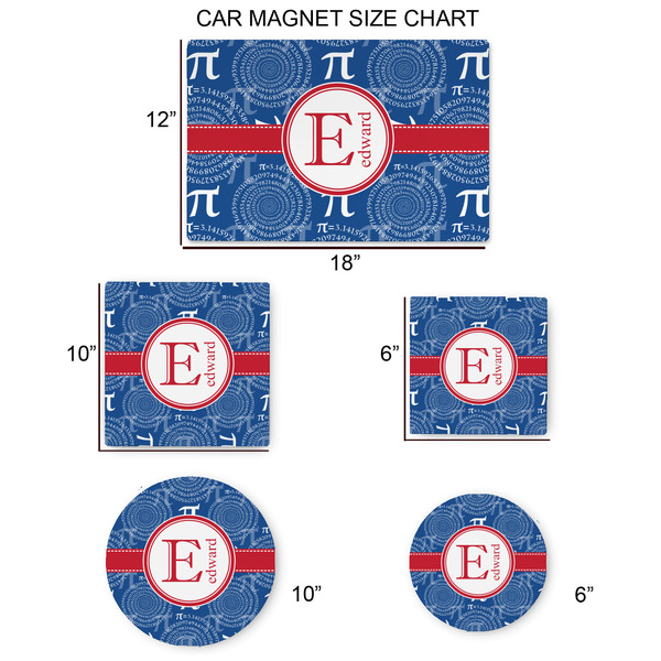 PI Car Magnets - SIZE CHART