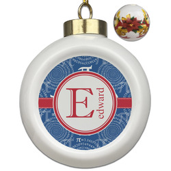 PI Ceramic Ball Ornaments - Poinsettia Garland (Personalized)
