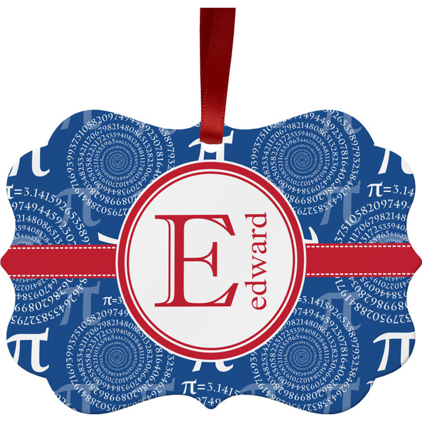 Custom PI Metal Frame Ornament - Double Sided w/ Name and Initial