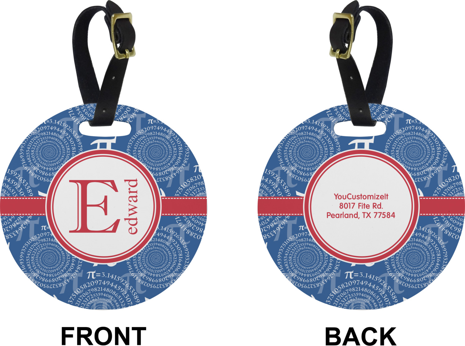 Custom PI Plastic Luggage Tag Round (Personalized) YouCustomizeIt